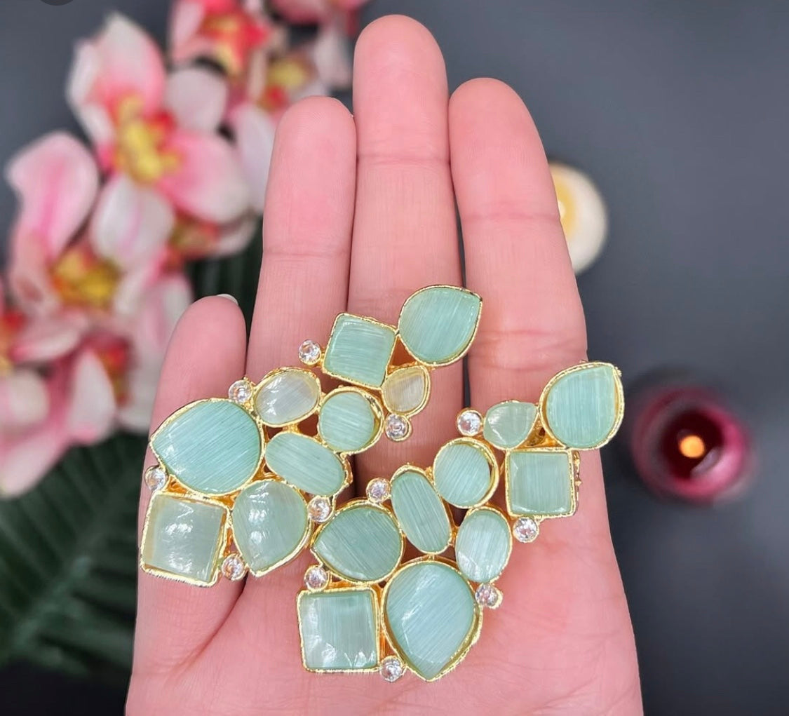 Mint Green Statement Earrings