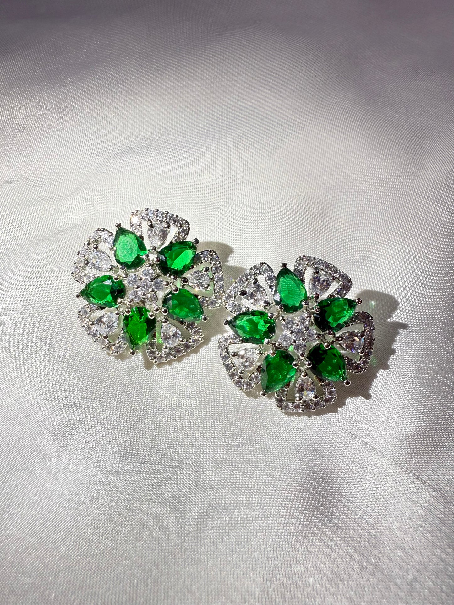 Emerald Petal Studs