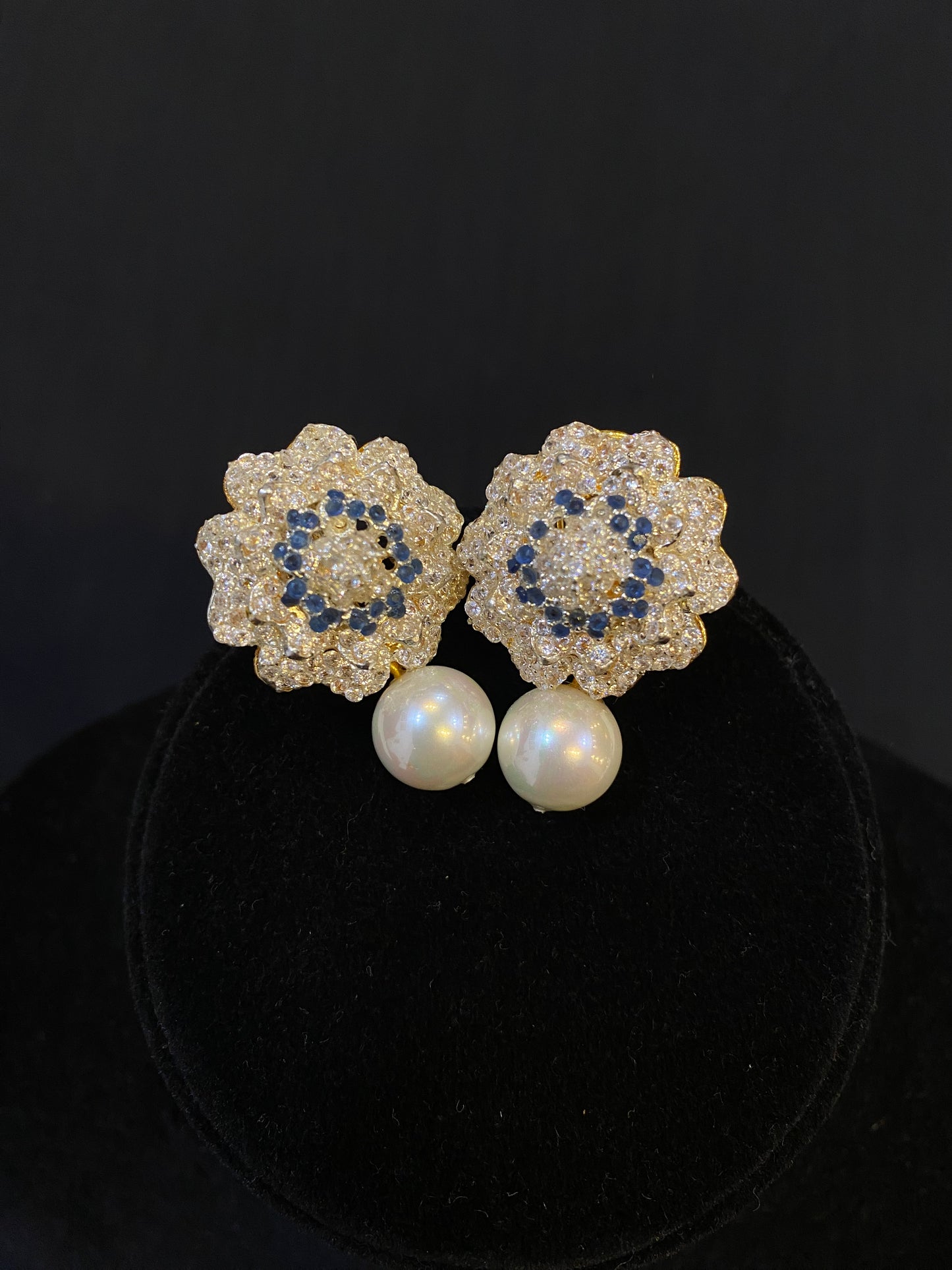 Pearl Sapphire Earrings