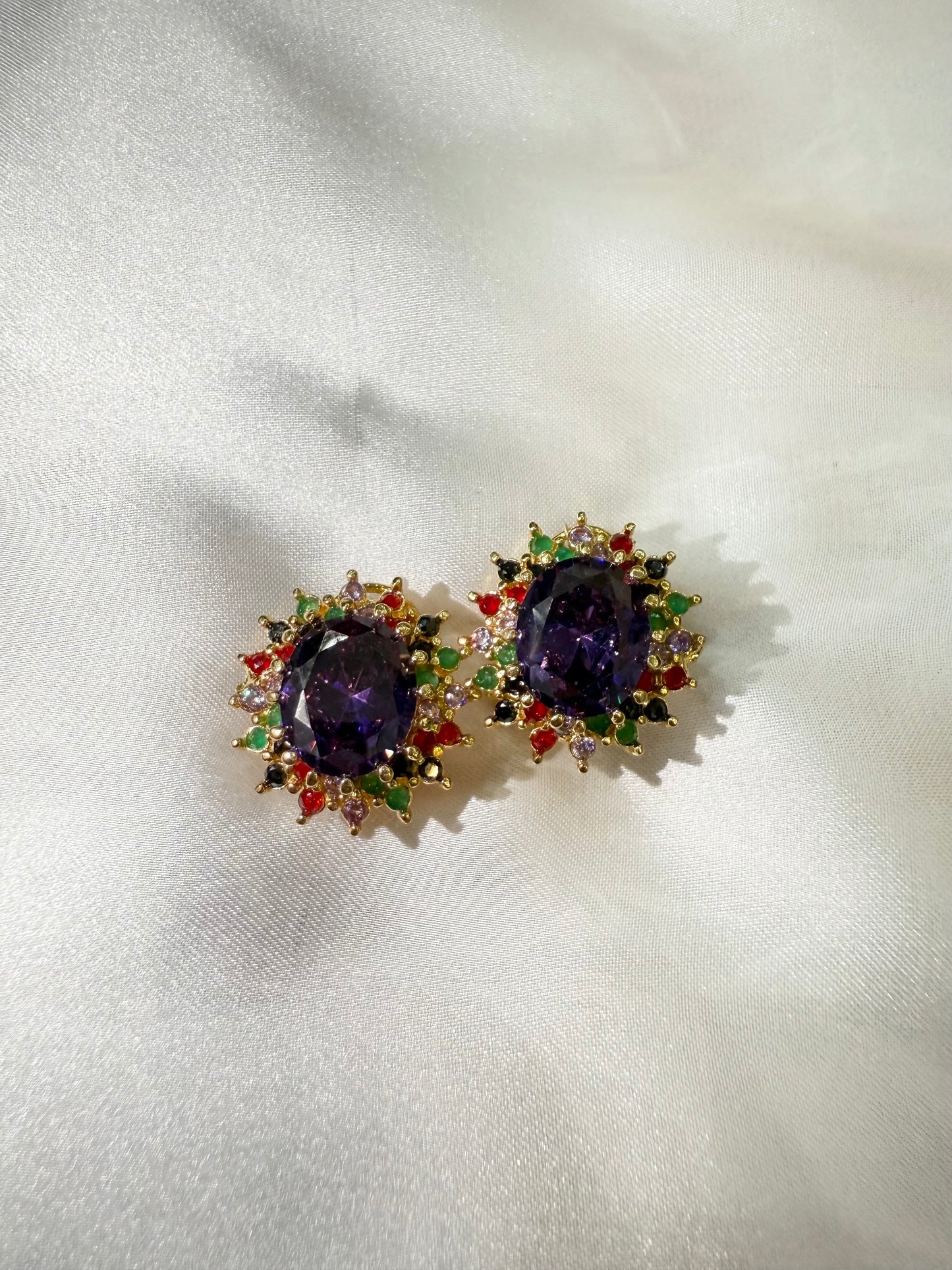 Crown Amethyst Studs