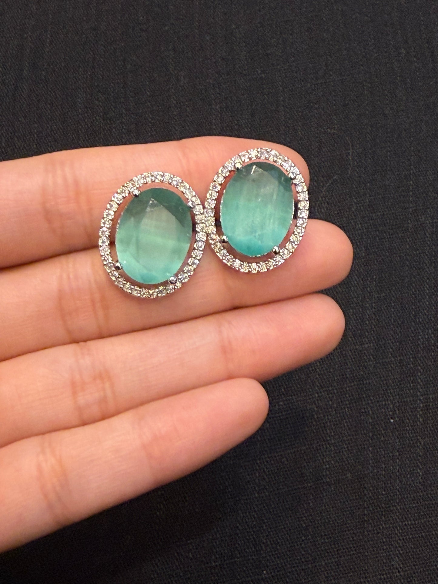 Oval Aqua Studs