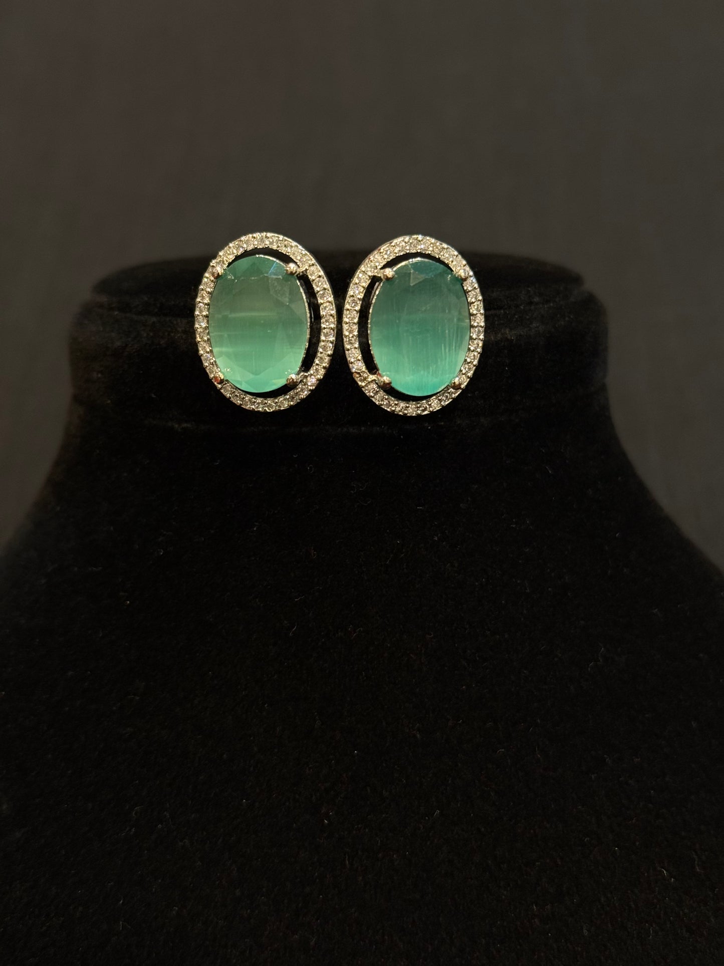 Oval Aqua Studs