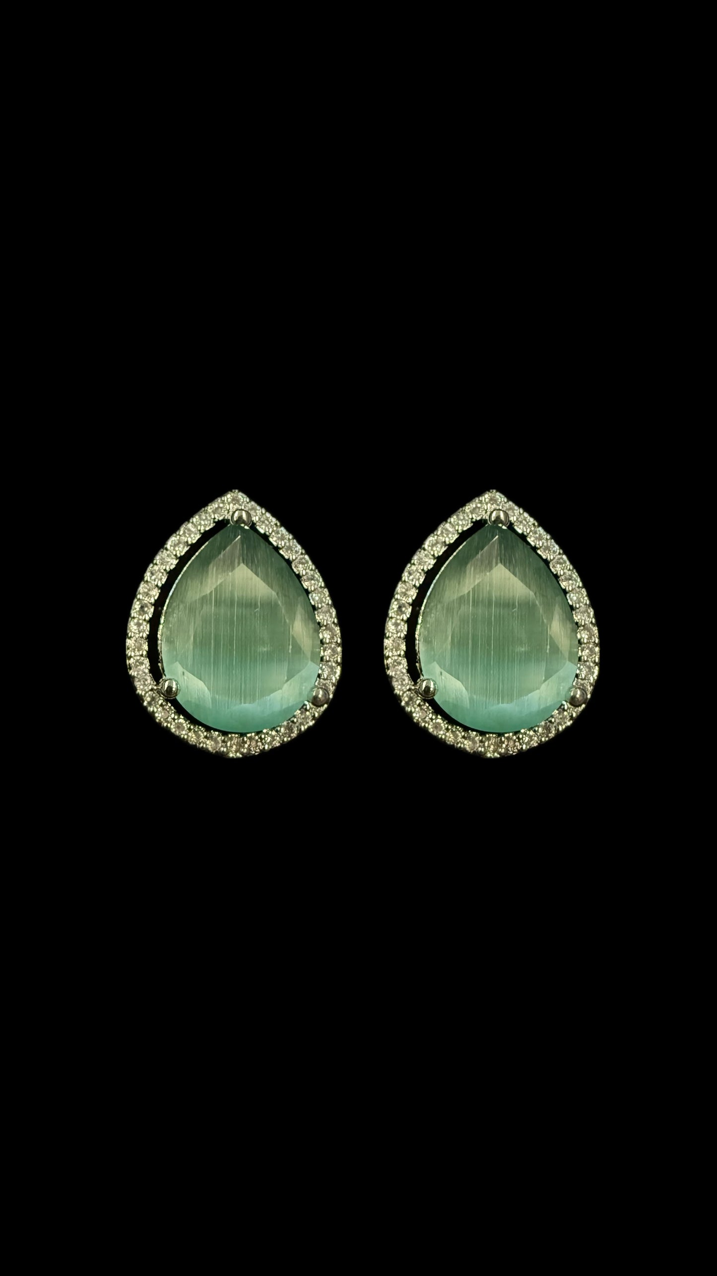 Aqua Teardrop Studs