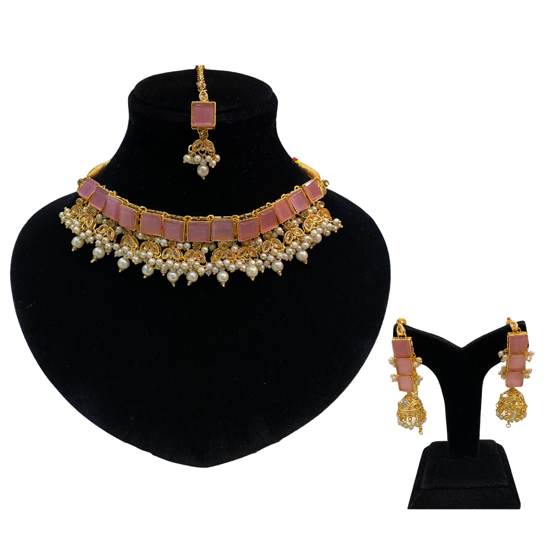 Blush Pink Pearl Choker Set