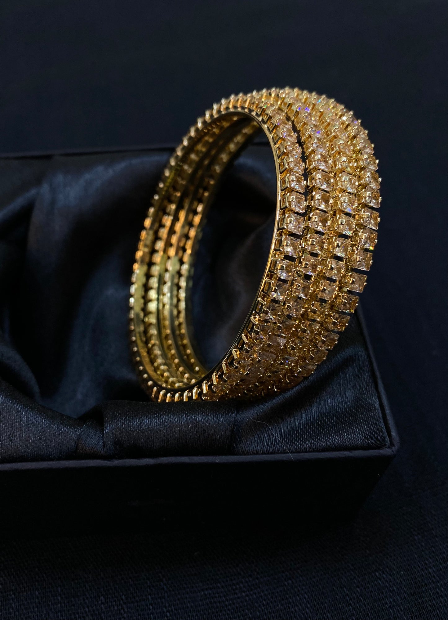Champagne Gold Crystal Bangles (Set of 4)