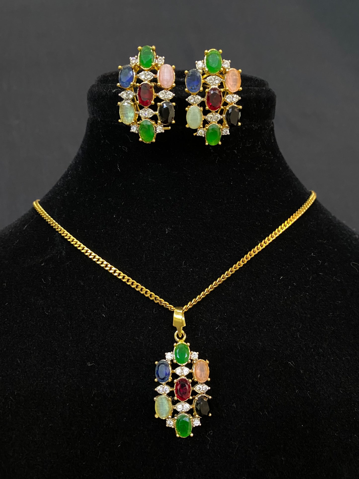 Colorful Stone Locket Set