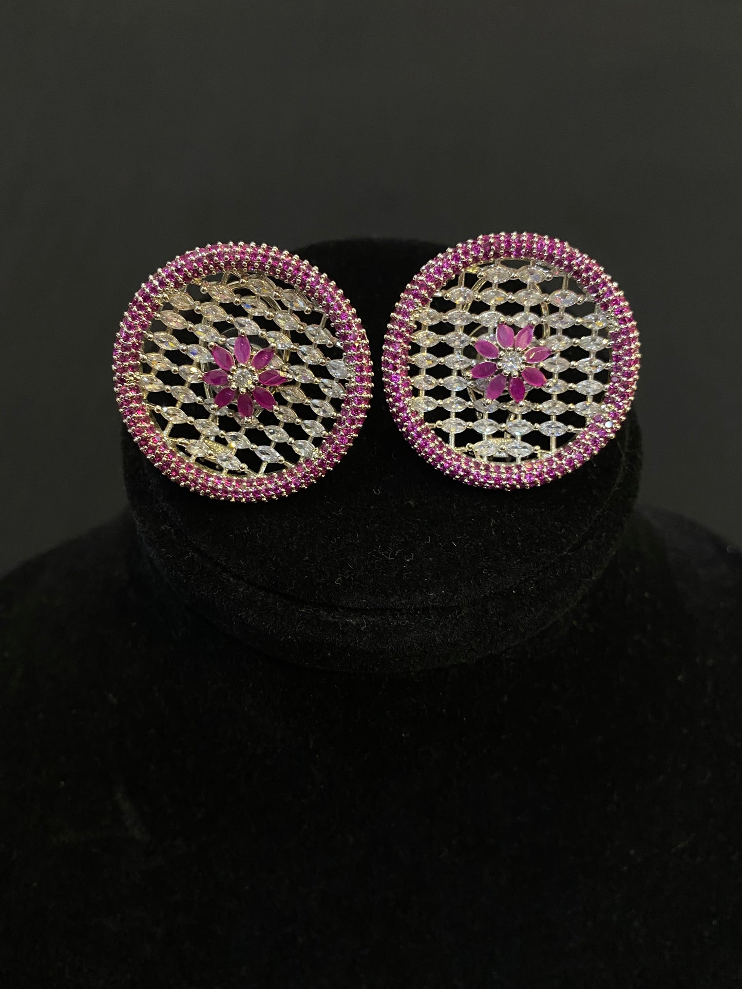 Shocking Pink Lattice Studs