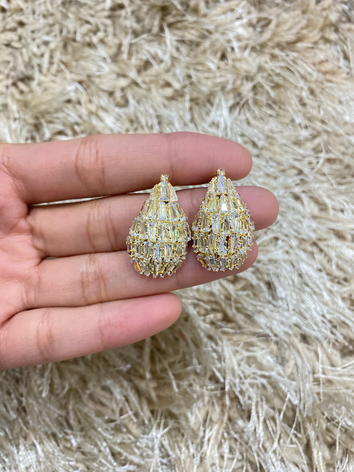 Gold Crystal Zircon Earrings