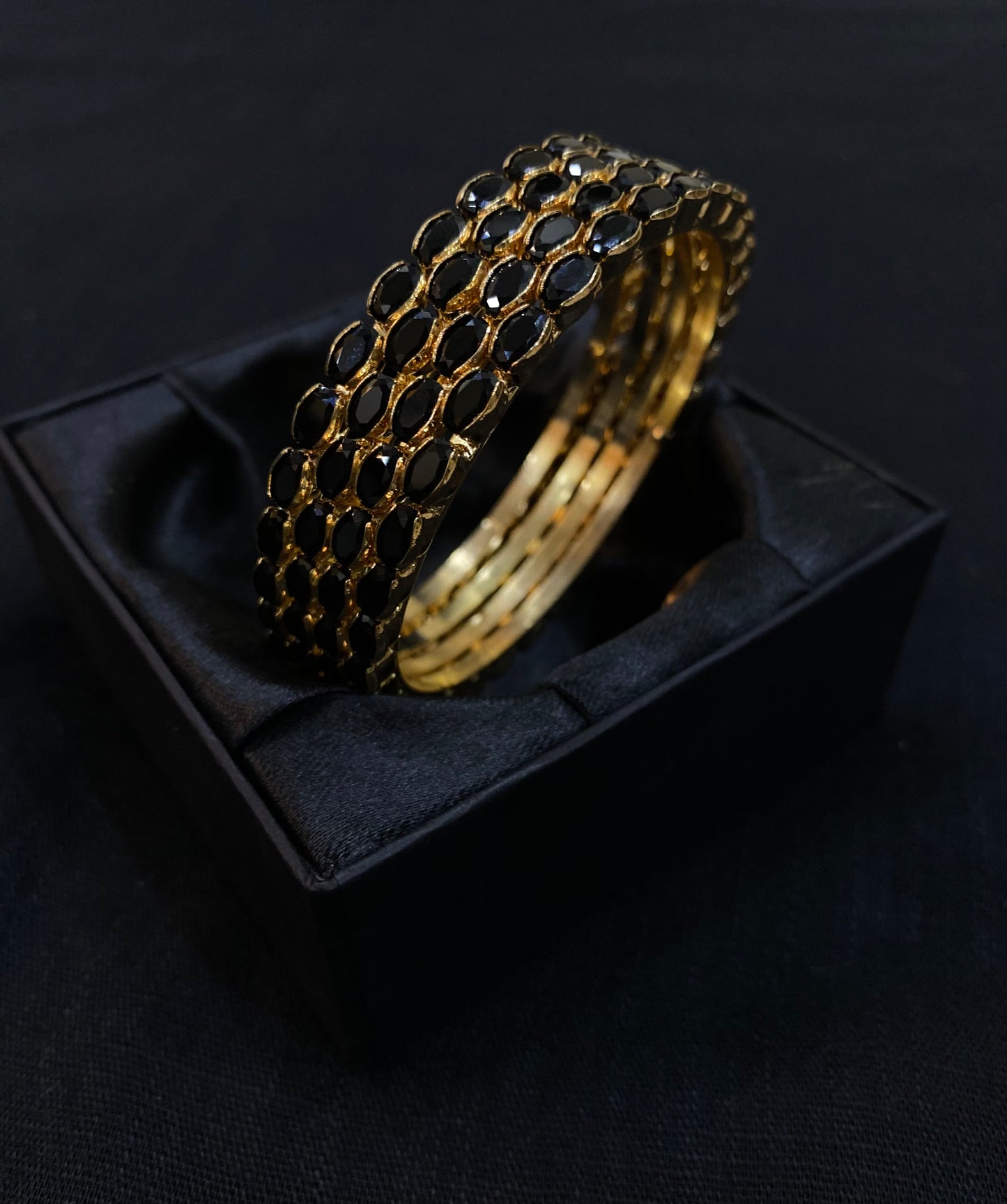 Midnight Black Bangles (Set of 4)