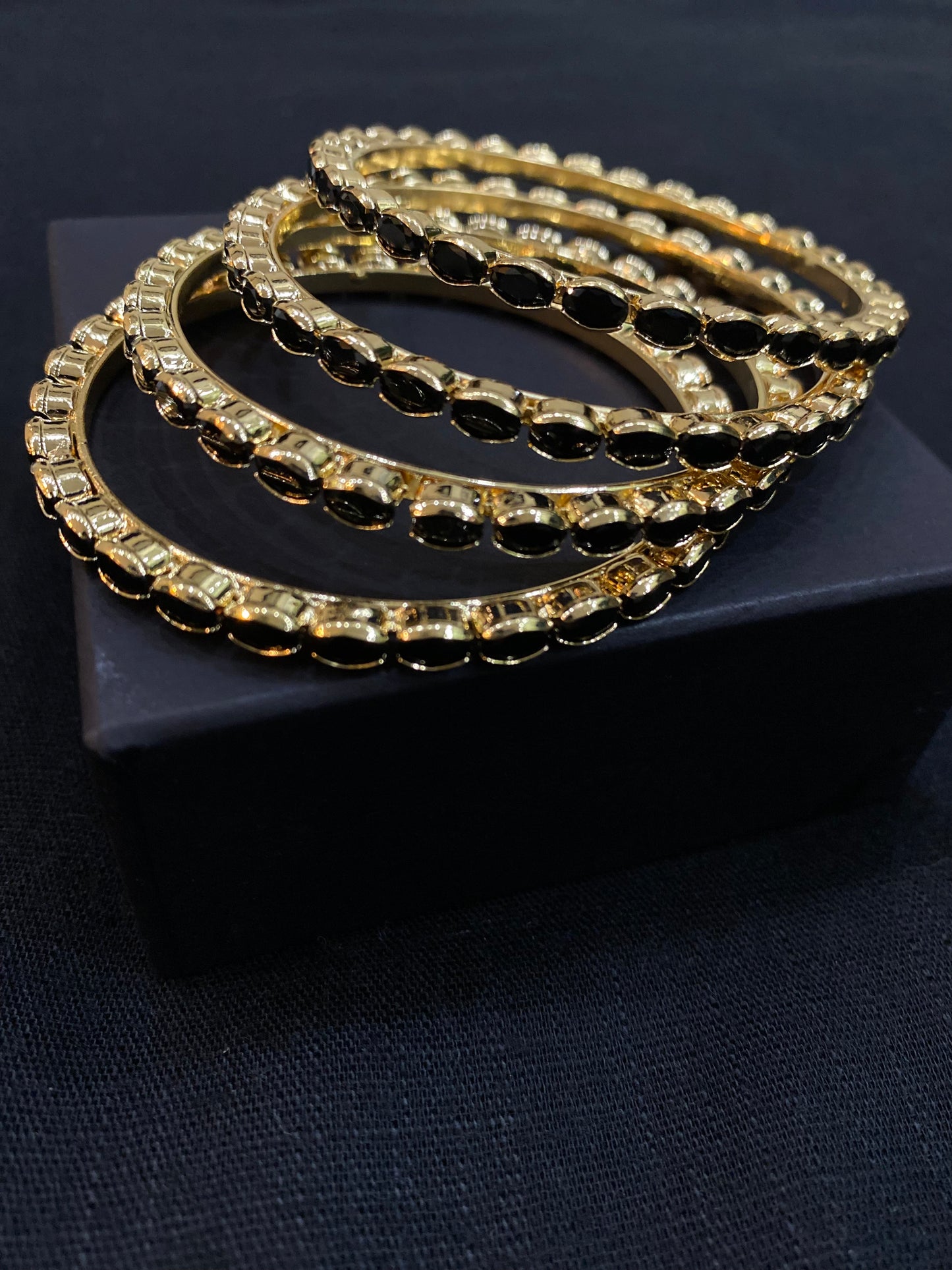 Midnight Black Bangles (Set of 4)