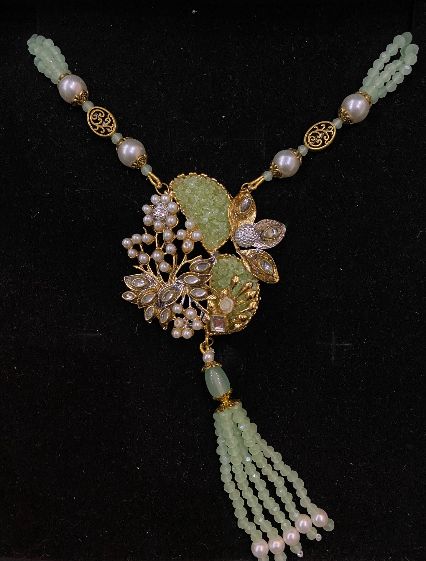 Mint Green Beaded Maala Necklace