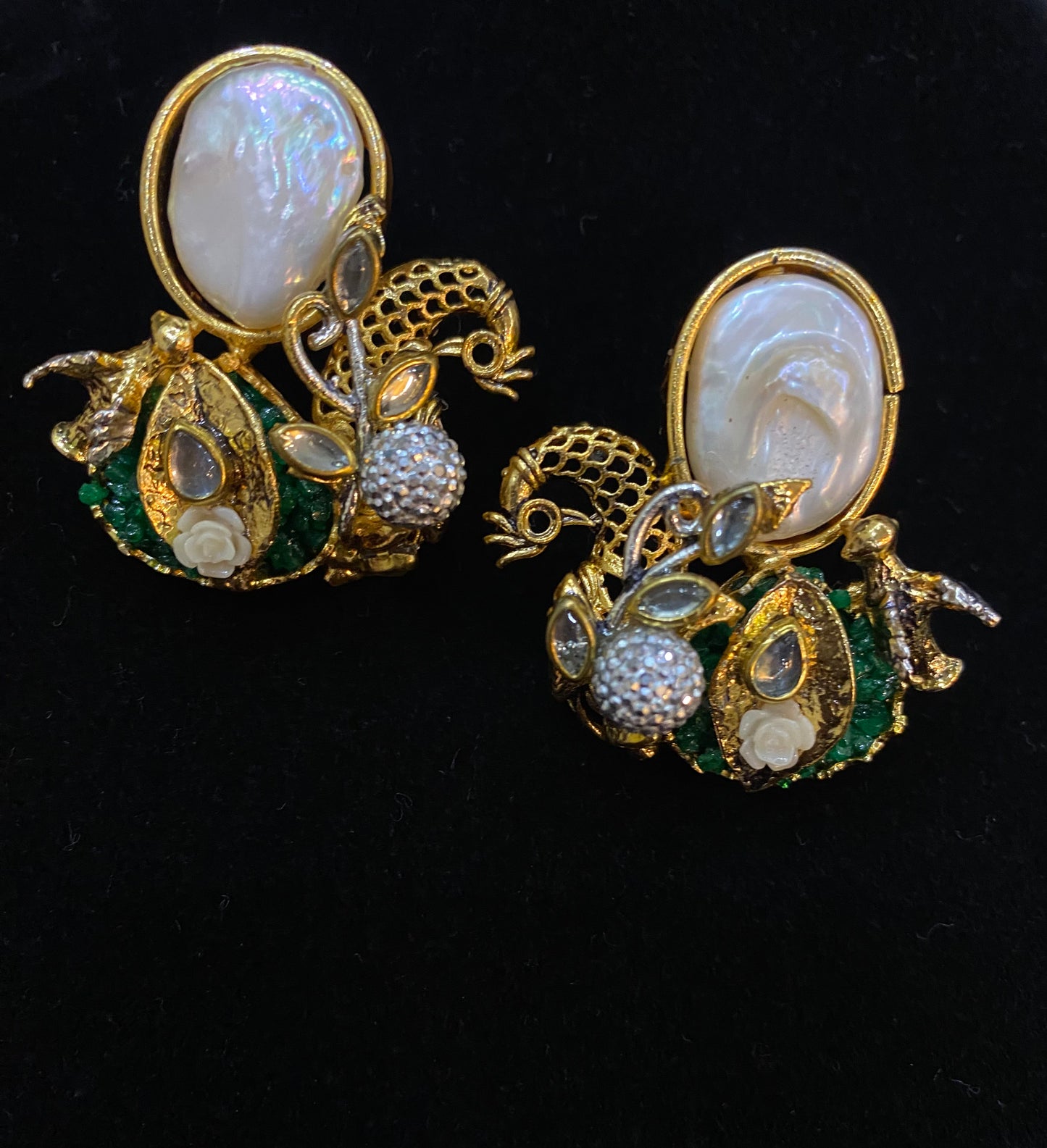 Regal Green Pearl Peacock Choker Set