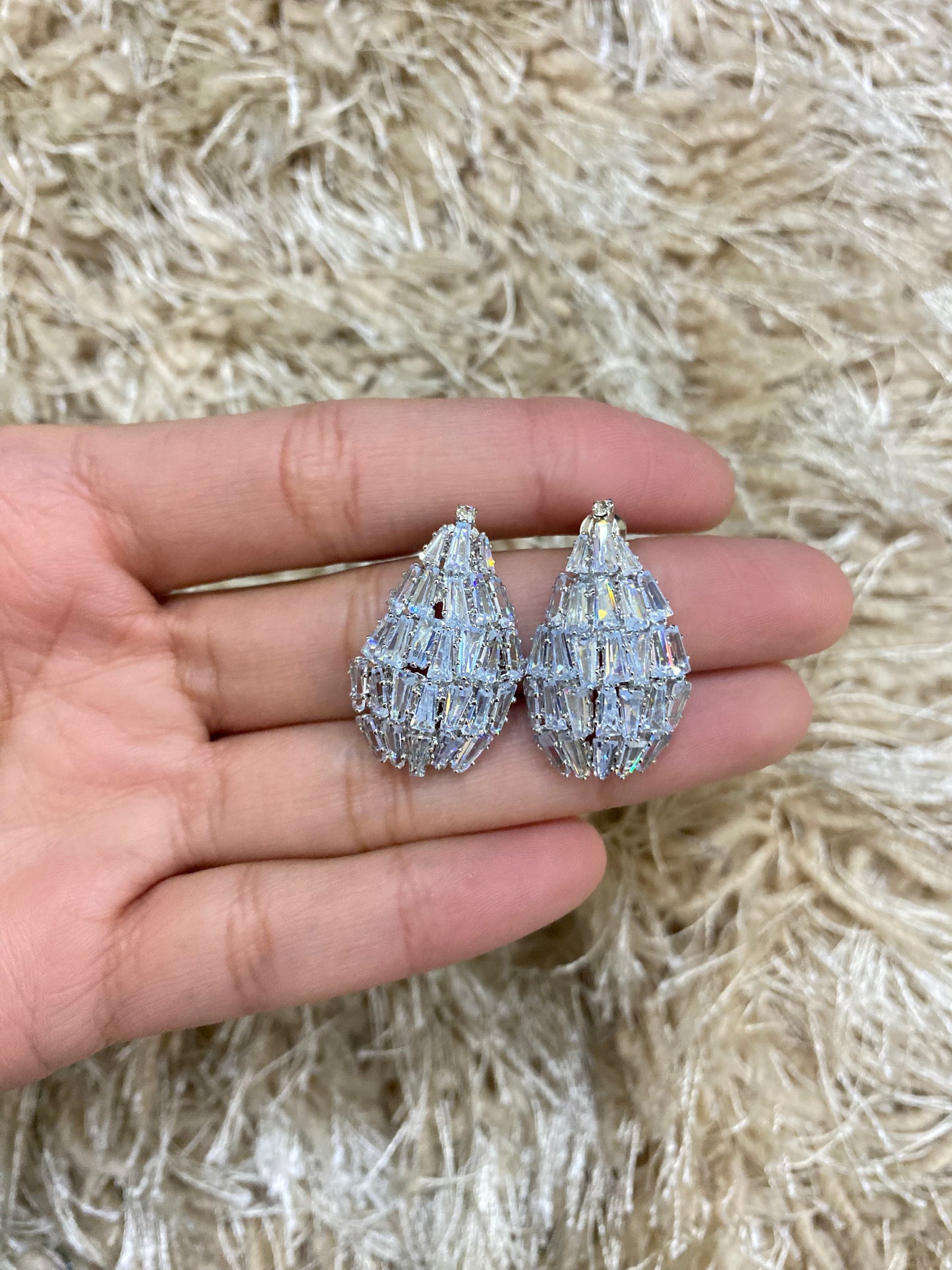 Silver Crystal Zircon Earrings