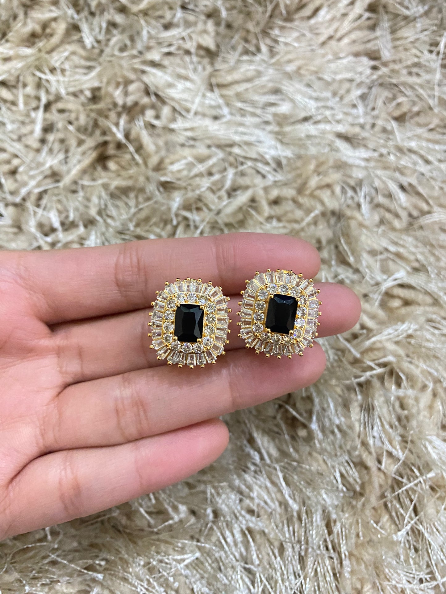 Square-Cut Black Studs