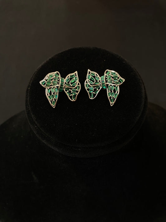 Emerald Bow Studs