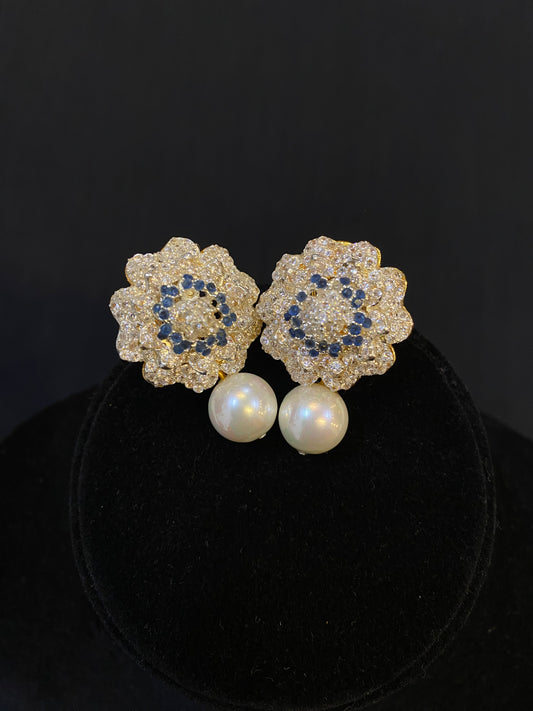 Pearl Sapphire Earrings