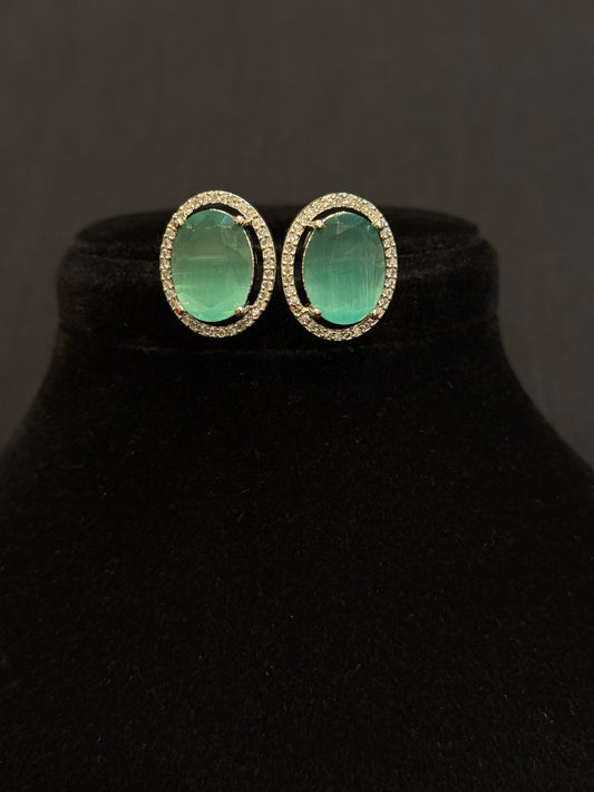 Oval Aqua Studs