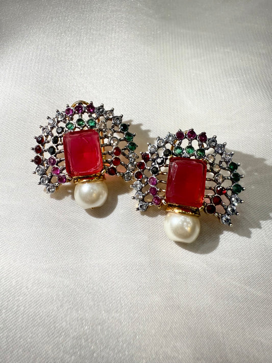Ruby Pearl Studs