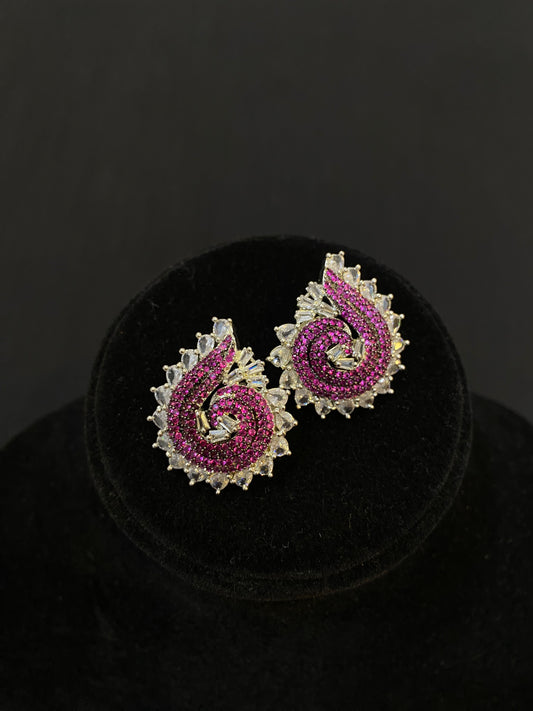 Shocking Pink Swirl Earrings