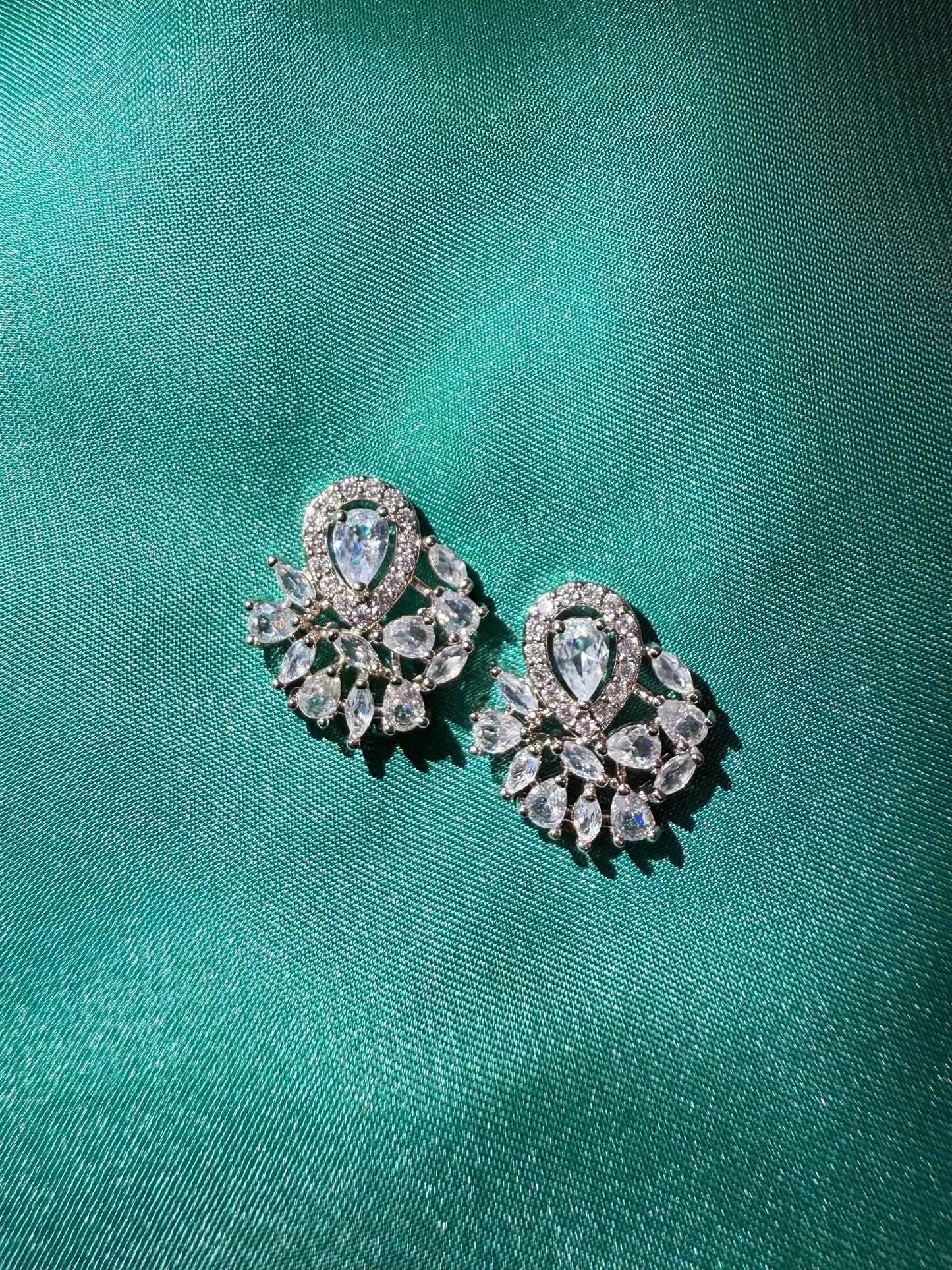 Celeste Teardrop Cluster Studs