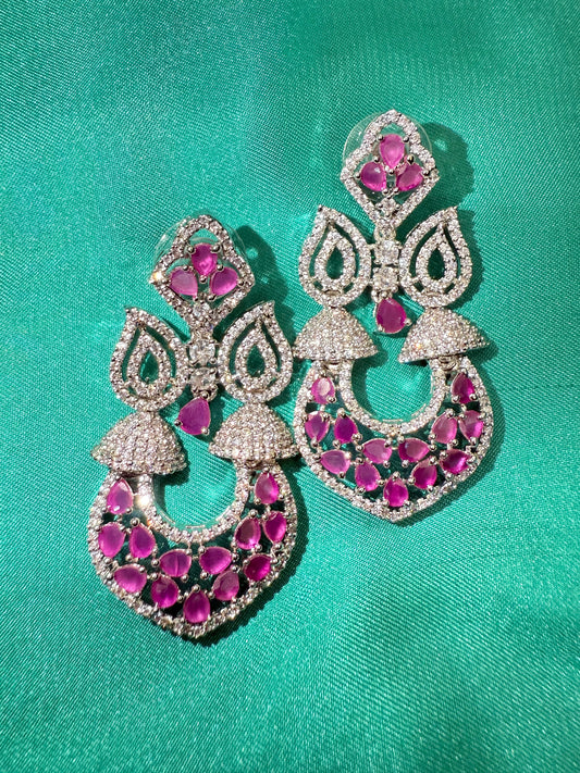 Fuchsia Chandbali Earrings