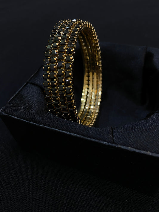 Black Crystal Bangles (Set of 4)