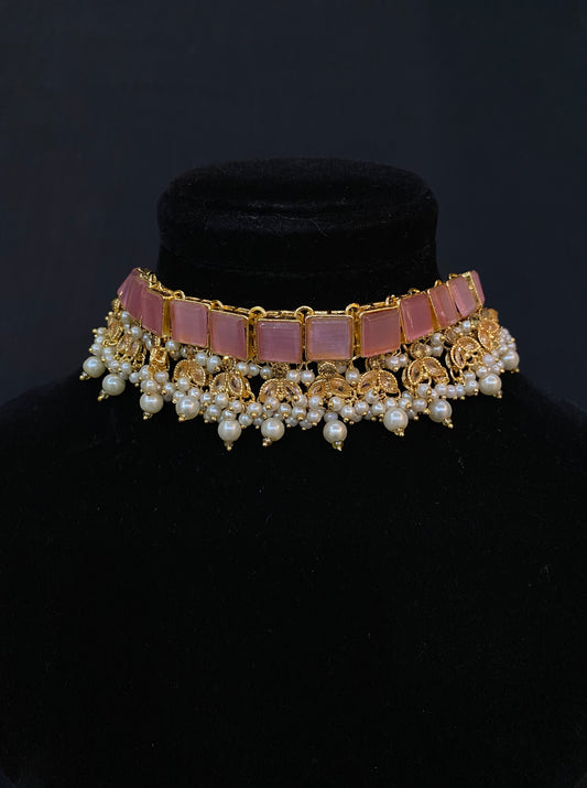 Blush Pink Pearl Choker Set
