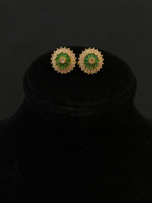 Green Circle Studs