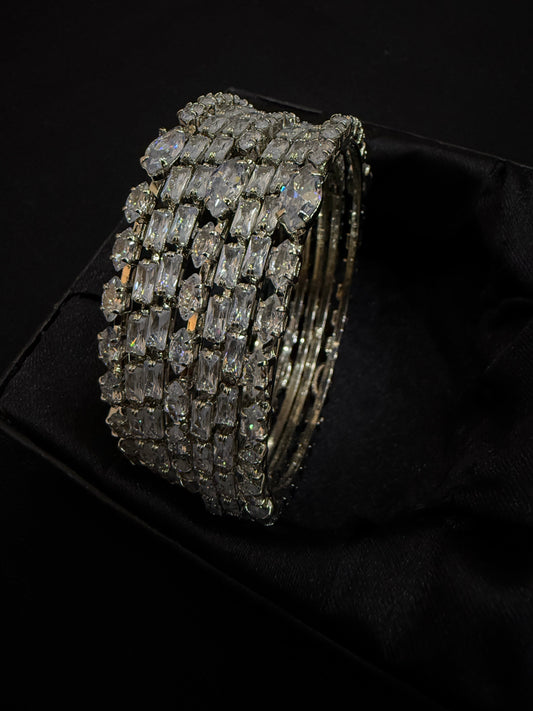 Silver Spark Luxe Bangles (Set of 7)