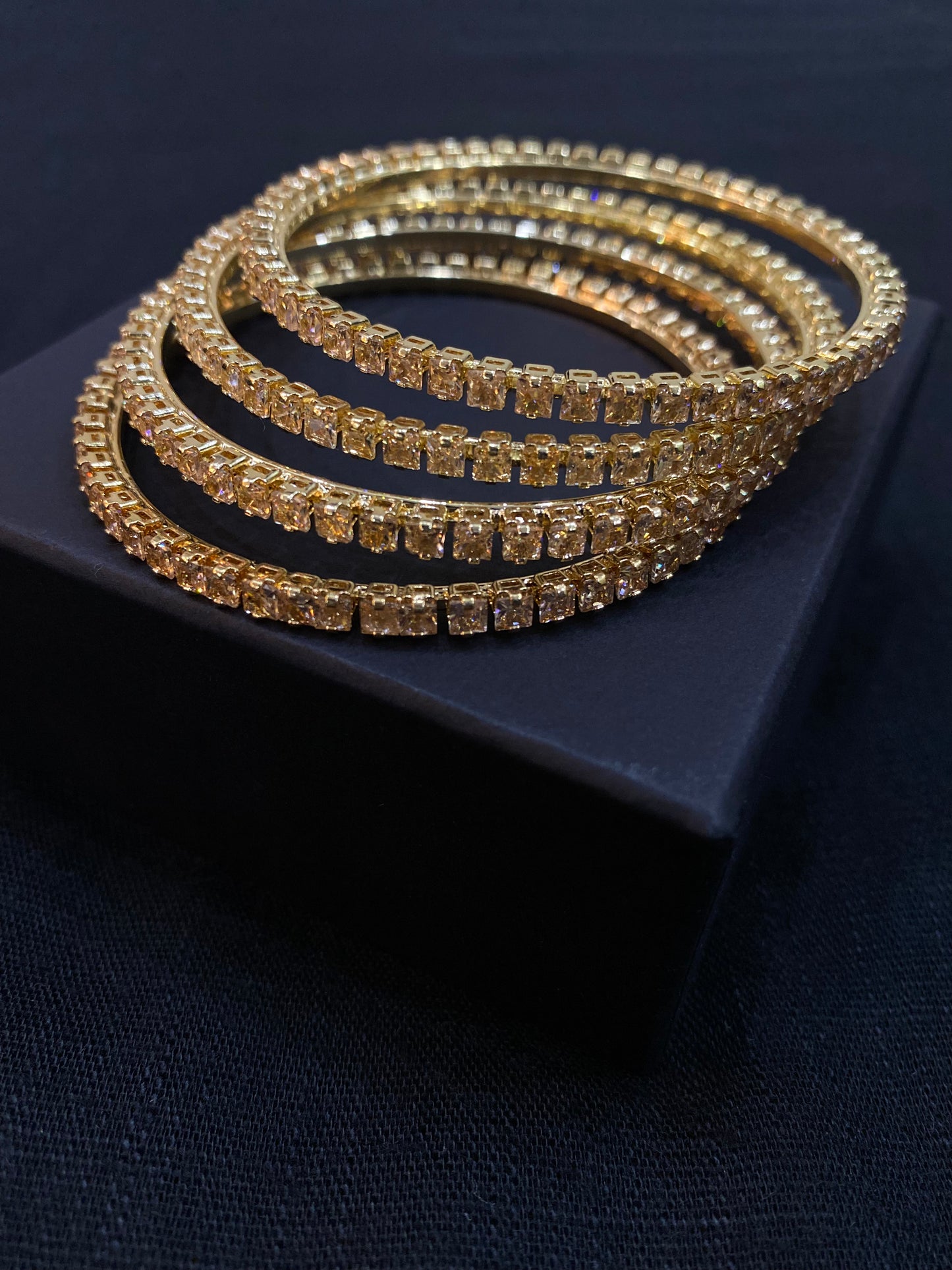 Champagne Gold Crystal Bangles (Set of 4)