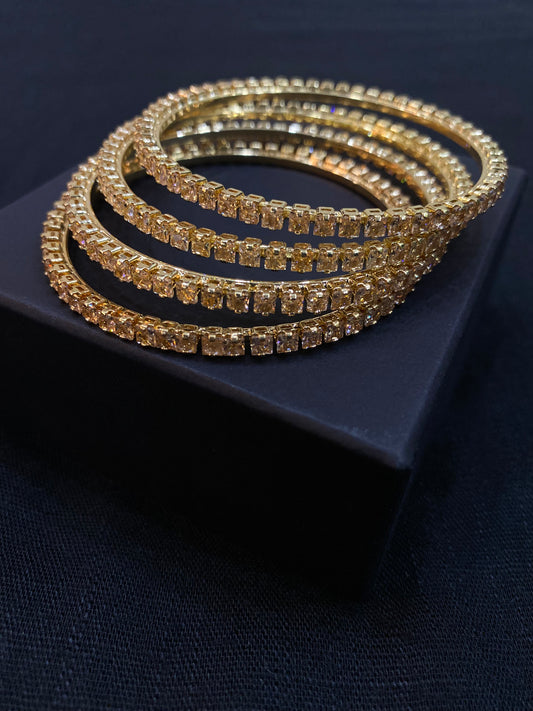 Champagne Gold Crystal Bangles (Set of 4)