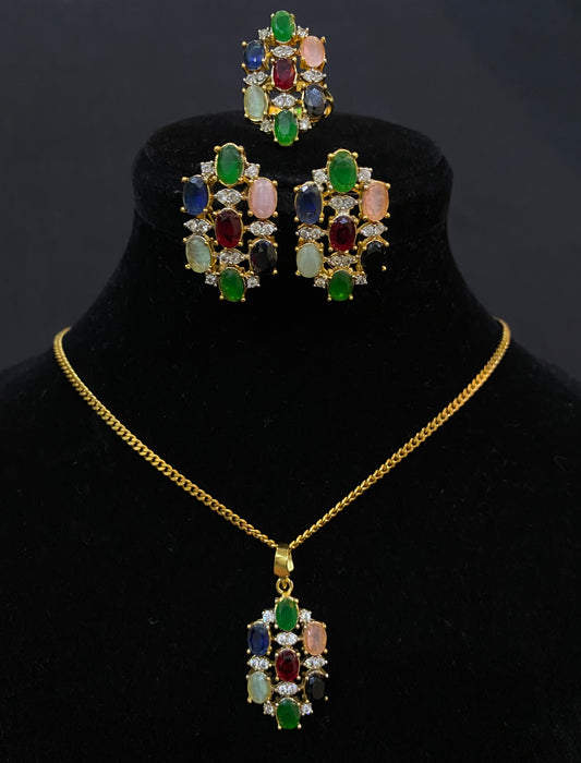 Colorful Stone Locket Set