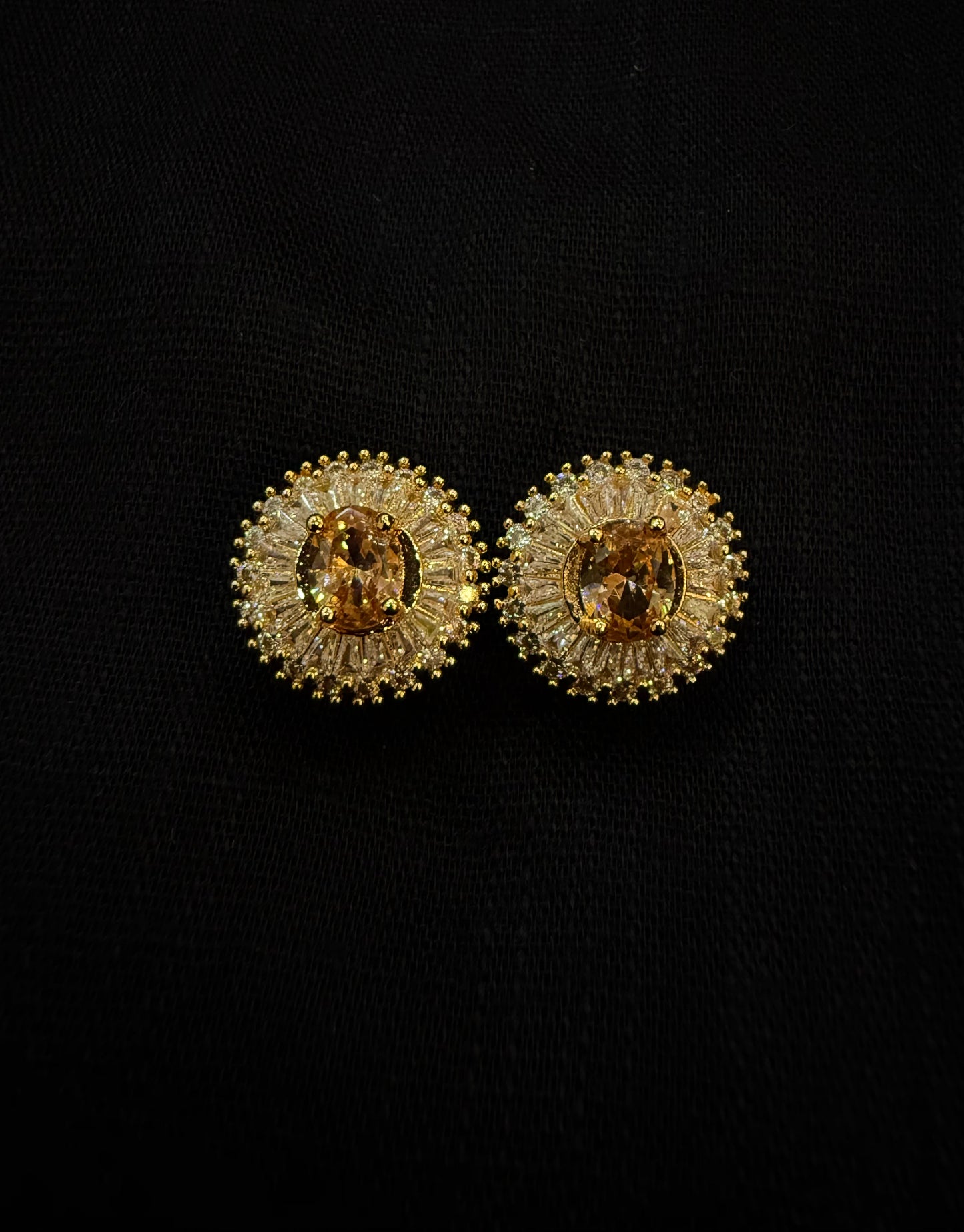 Champagne Halo Studs