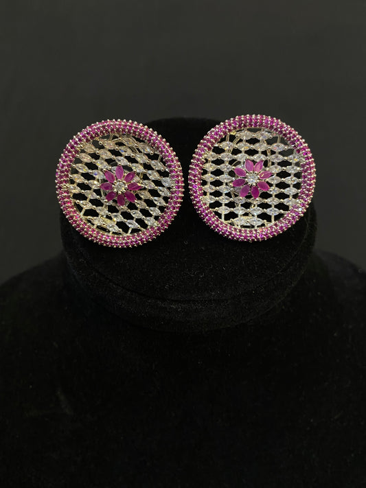 Shocking Pink Lattice Studs