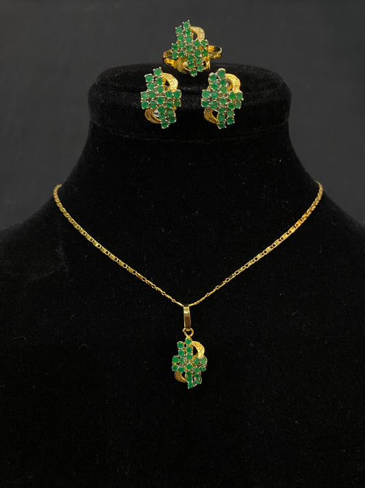 Emerald Cluster Locket Set