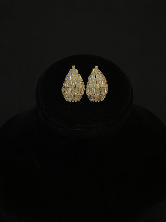 Gold Crystal Zircon Earrings