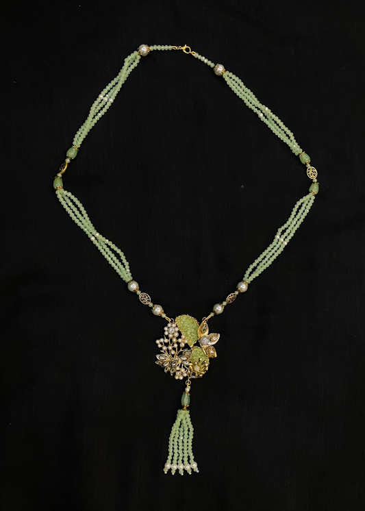 Mint Green Beaded Maala Necklace