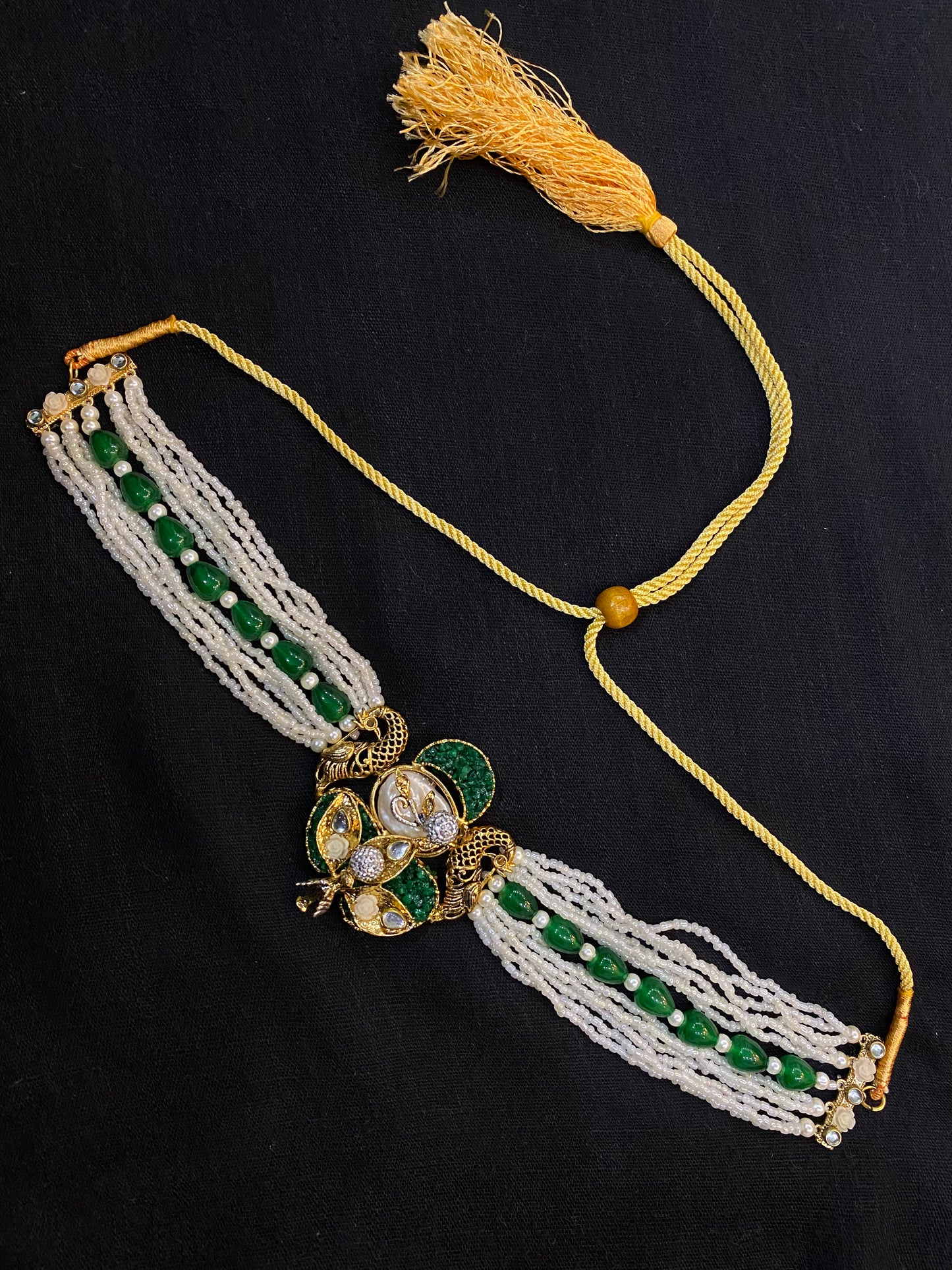Regal Green Pearl Peacock Choker Set