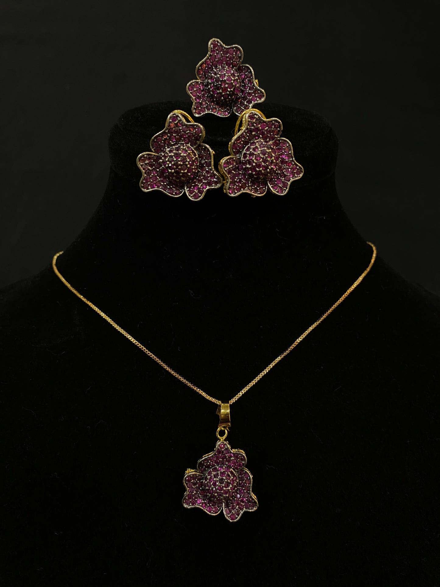 Ruby Blossom Locket Set
