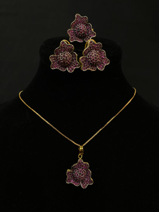 Ruby Blossom Locket Set