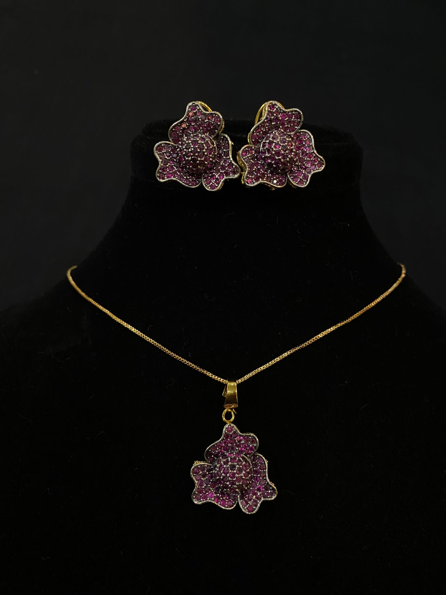 Ruby Blossom Locket Set
