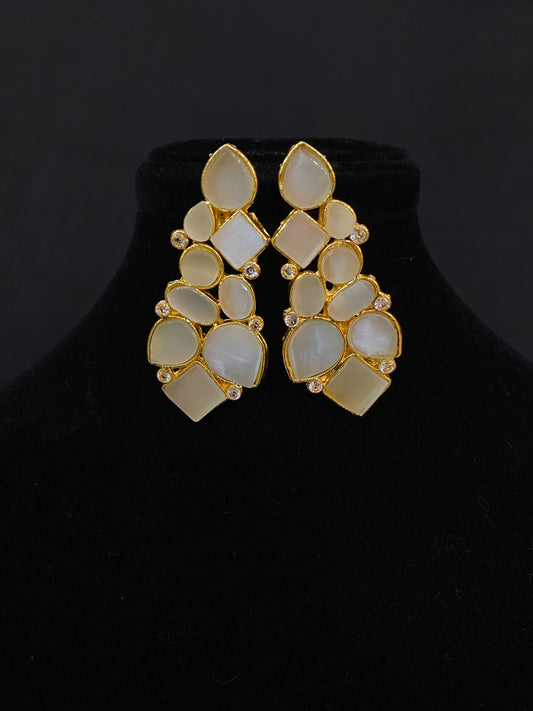 White Statement Earrings